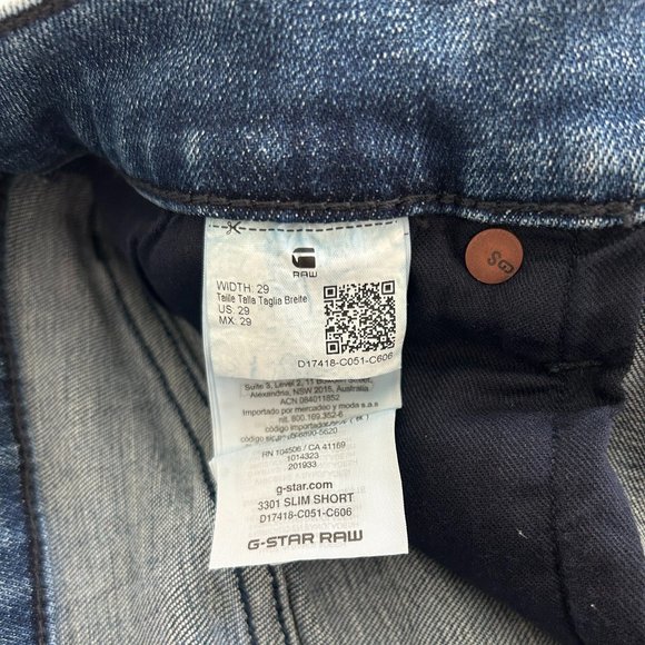 G-Star 3301 Slim Denim Shorts Mens Size 29 - Picture 3 of 3